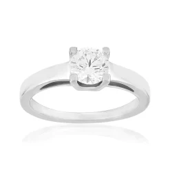 Solitaire or 750 blanc diamant HSI 0.8 carat