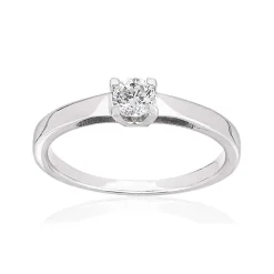 Solitaire or 750 blanc diamant HSI 0.25 carat