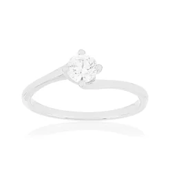 Solitaire or 750 blanc diamant HSI 0.4 carat