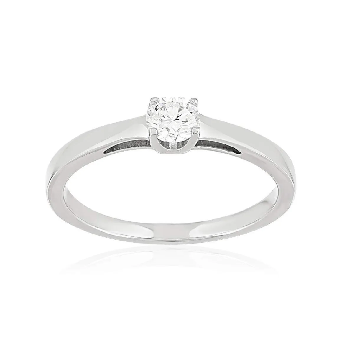 Solitaire or 750 blanc diamant HSI 0.2 carat