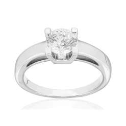 Solitaire or 750 blanc diamant HSI 1 carat