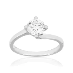 Solitaire or 750 blanc diamant HSI 1 carat