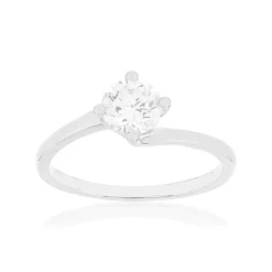 Solitaire or 750 blanc diamant HSI 0.7 carat