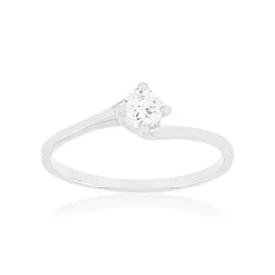 Solitaire or 750 blanc diamant HSI 0.25 carat