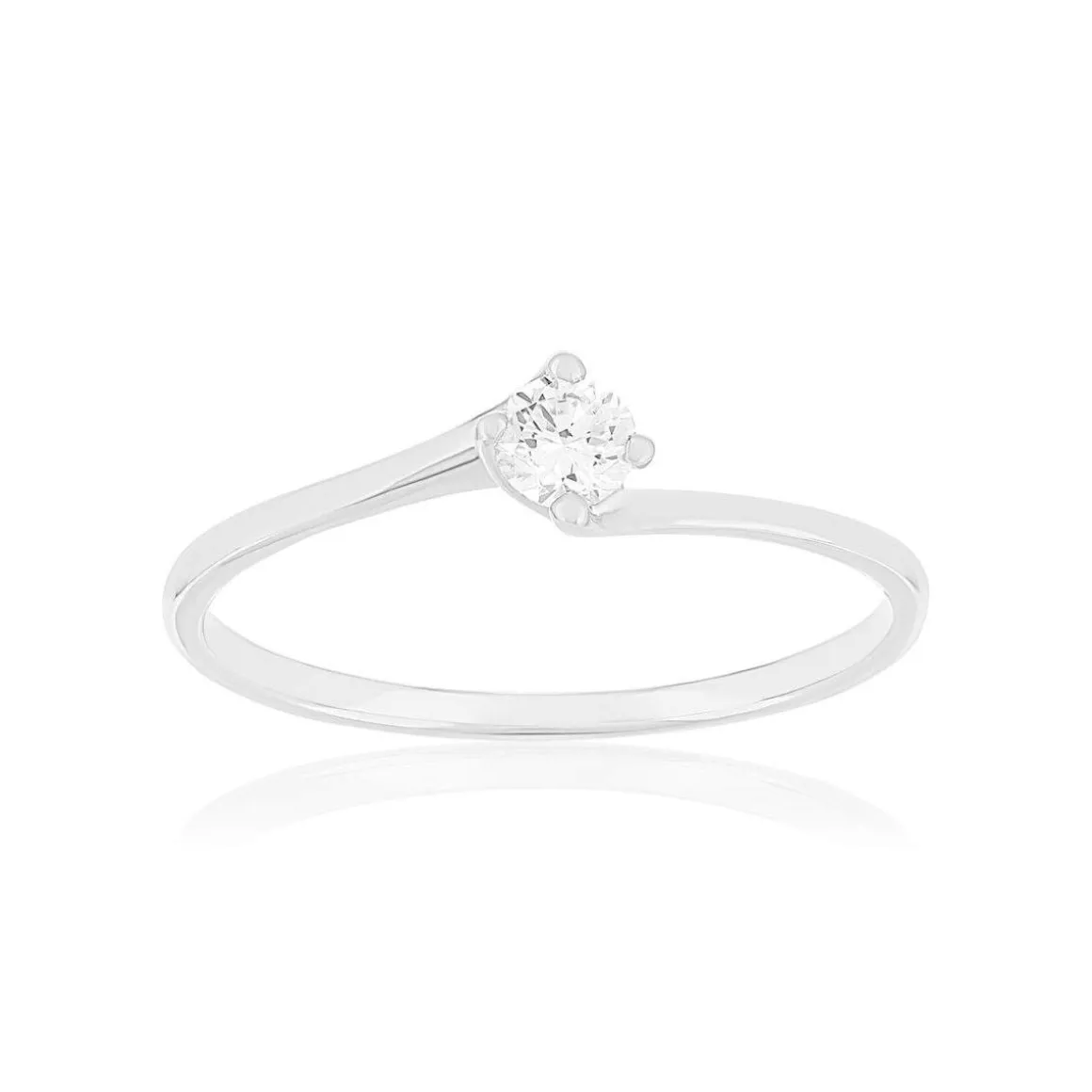 Solitaire or 750 blanc diamant HSI 0.15 carat