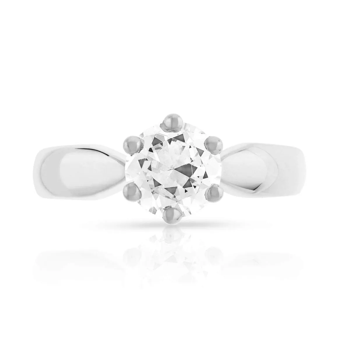 Solitaire or 750 blanc diamant synthétique 1 carat