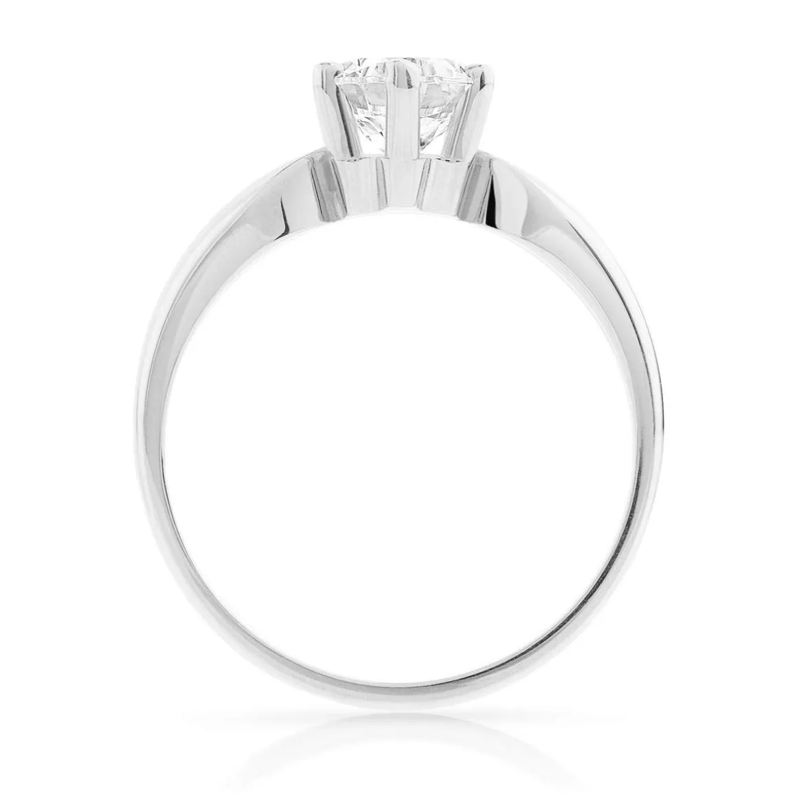Solitaire or 750 blanc diamant synthétique 1 carat