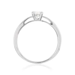Solitaire or 750 blanc diamant synthétique 0,25 carat