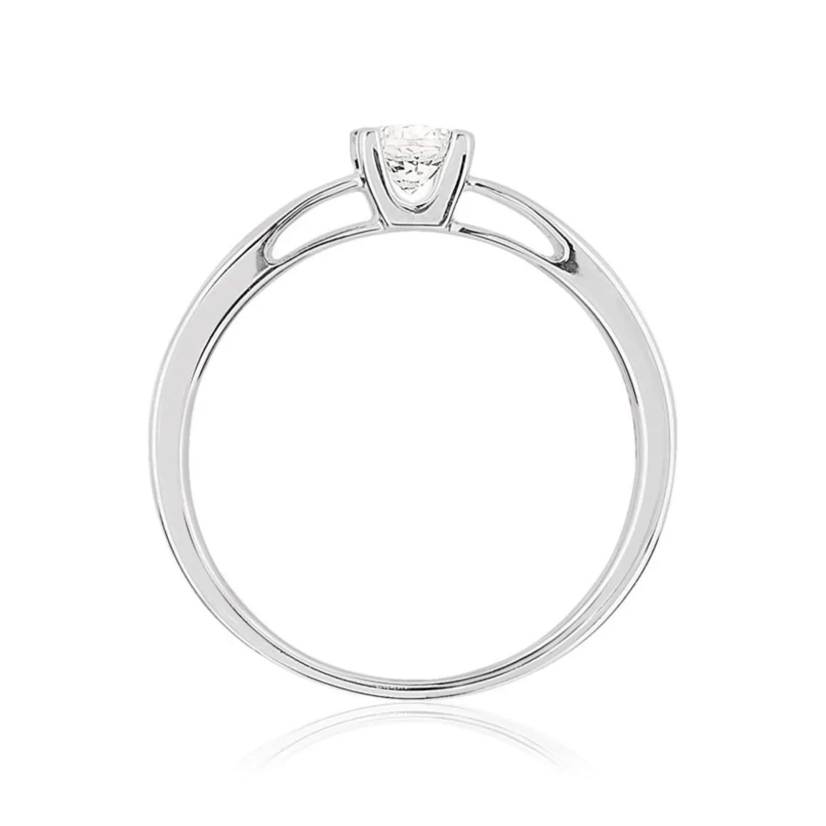 Solitaire or 750 blanc diamant synthétique 0,25 carat