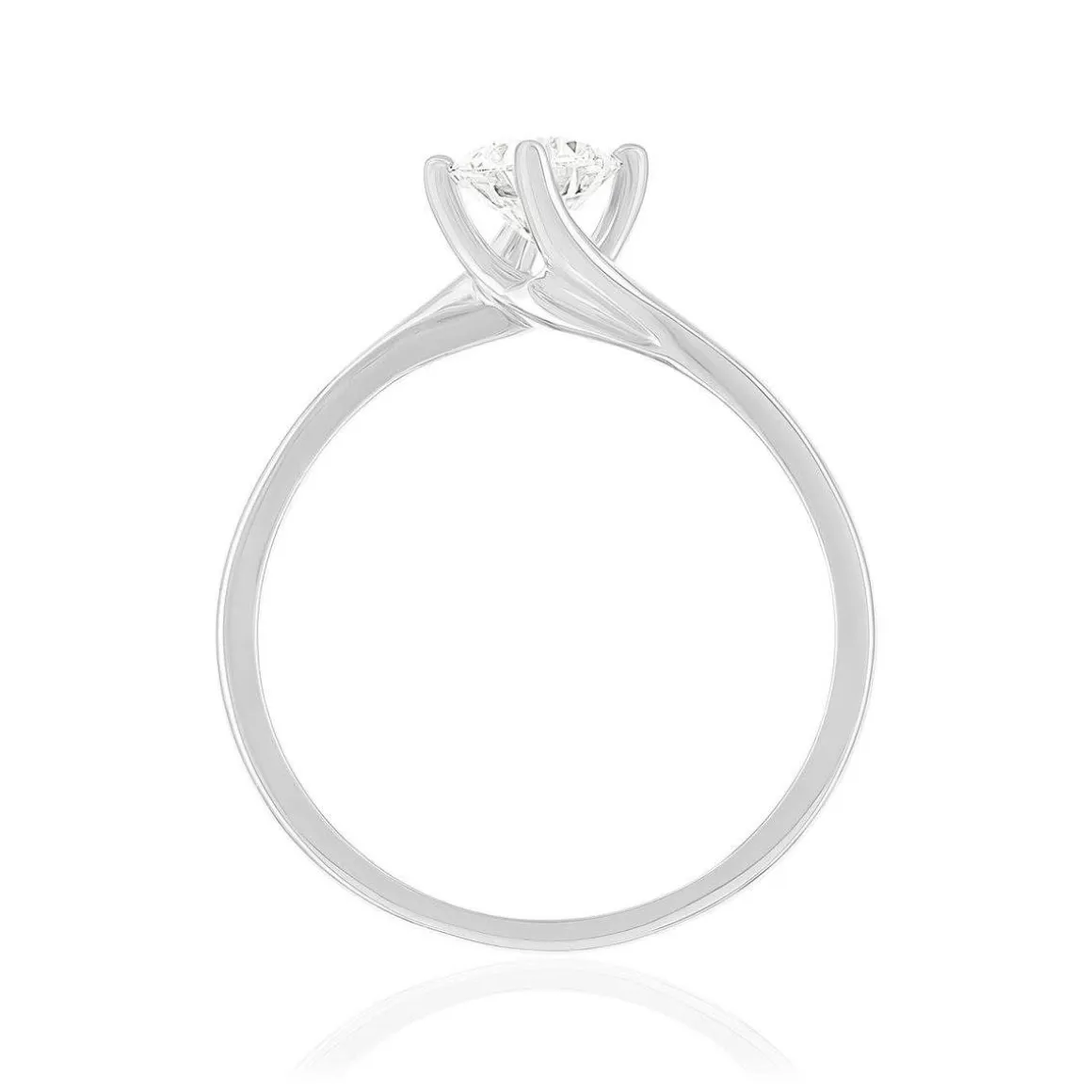 Solitaire or 750 blanc diamant synthétique 0,5 carat