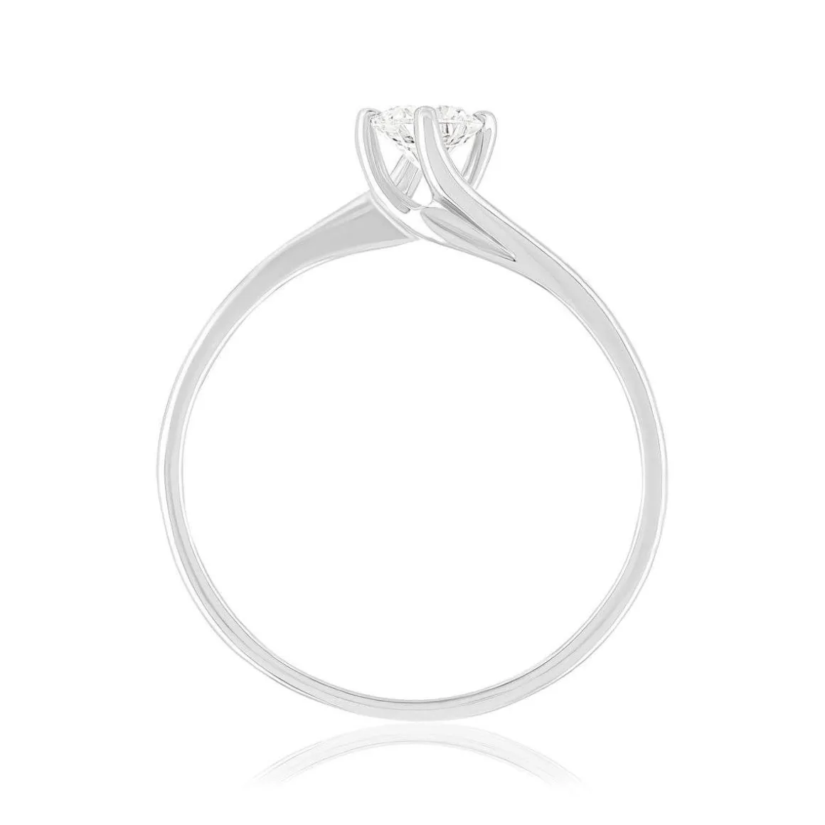 Solitaire or 750 blanc diamant synthétique 0,3 carat