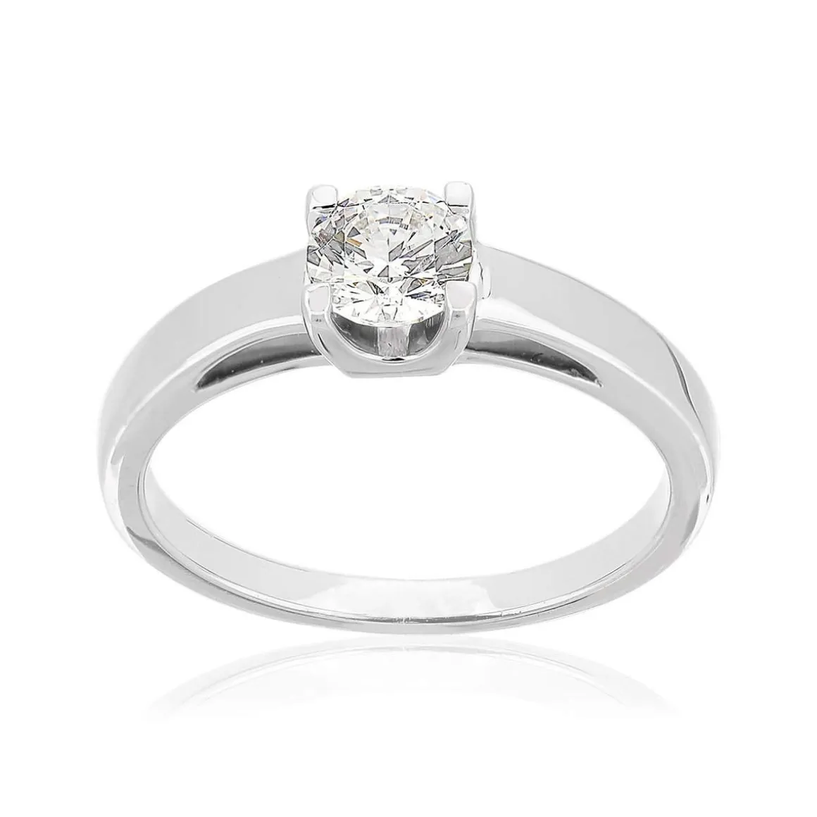 Solitaire or 750 blanc diamant synthétique 0,5 carat