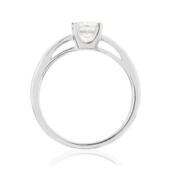 Solitaire or 750 blanc diamant synthétique 0,5 carat