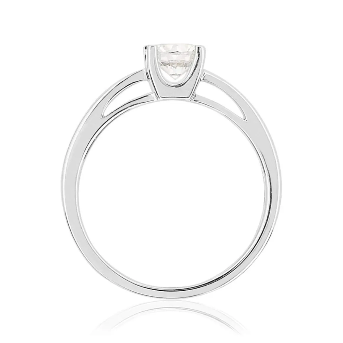 Solitaire or 750 blanc diamant synthétique 0,5 carat