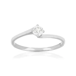Solitaire or 750 blanc diamant synthétique 0,2 carat