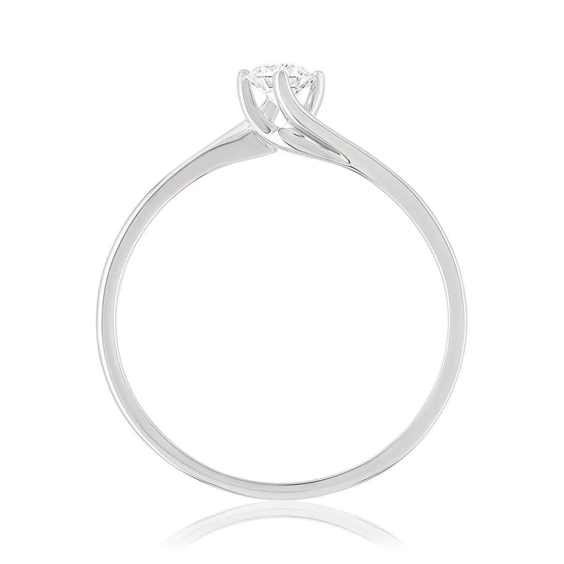 Solitaire or 750 blanc diamant synthétique 0,2 carat