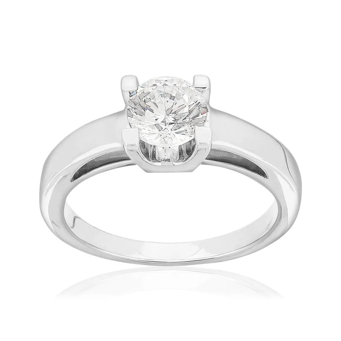 Solitaire or 750 blanc diamant synthétique 1 carat
