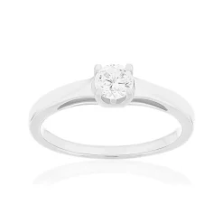 Solitaire or 750 blanc diamant synthétique 0,4 carat
