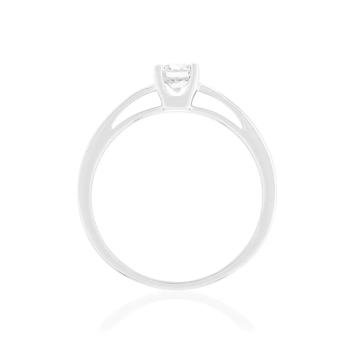 Solitaire or 750 blanc diamant synthétique 0,4 carat
