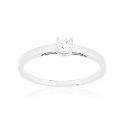 Solitaire or 750 blanc diamant synthétique 0,15 carat