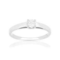 Solitaire or 750 blanc diamant synthétique 0,3 carat