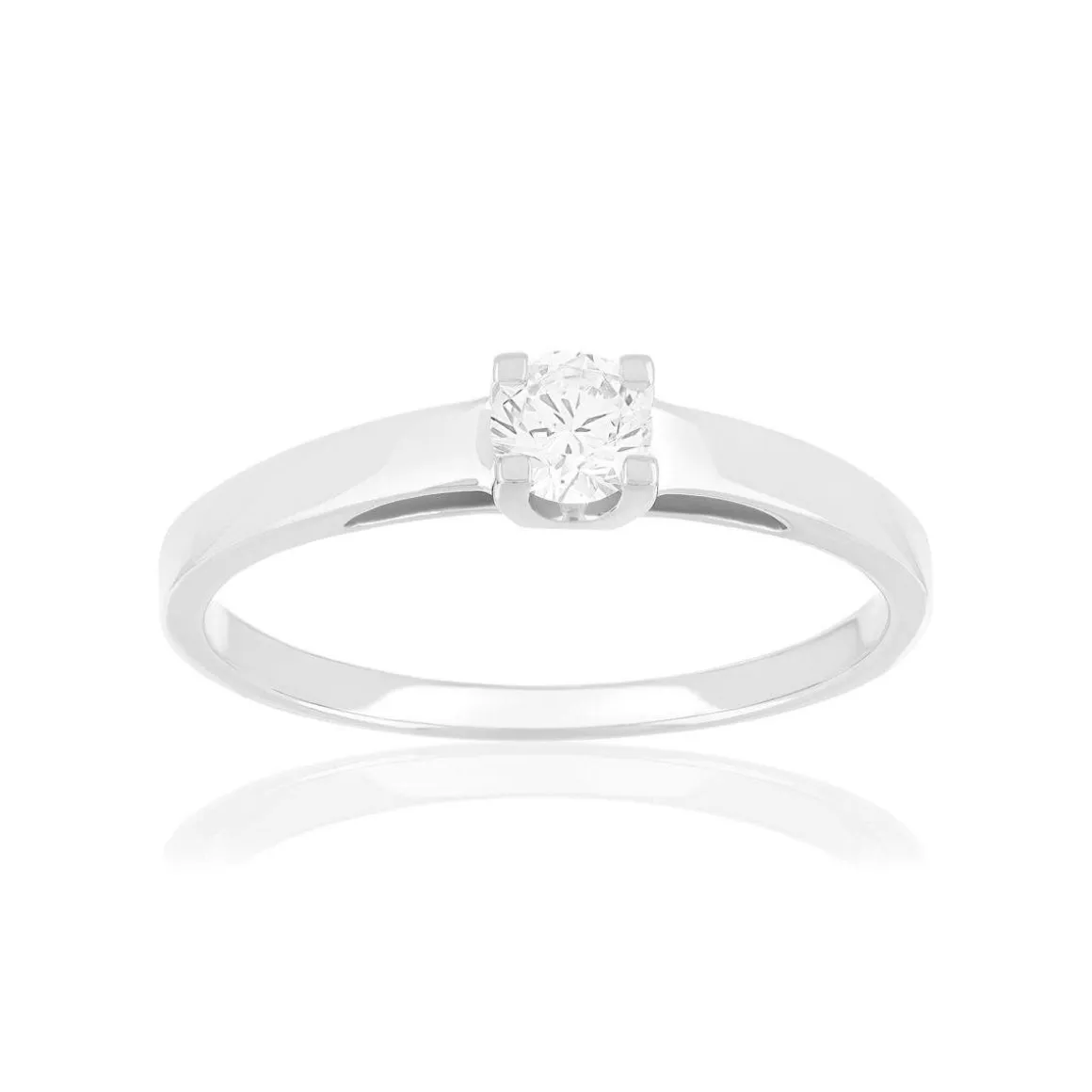 Solitaire or 750 blanc diamant synthétique 0,3 carat