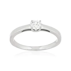 Solitaire or 750 blanc diamant synthétique 0,2 carat