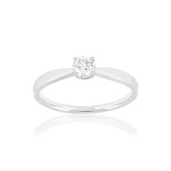 Solitaire or blanc 750 diamant synthétique 0.29 carat