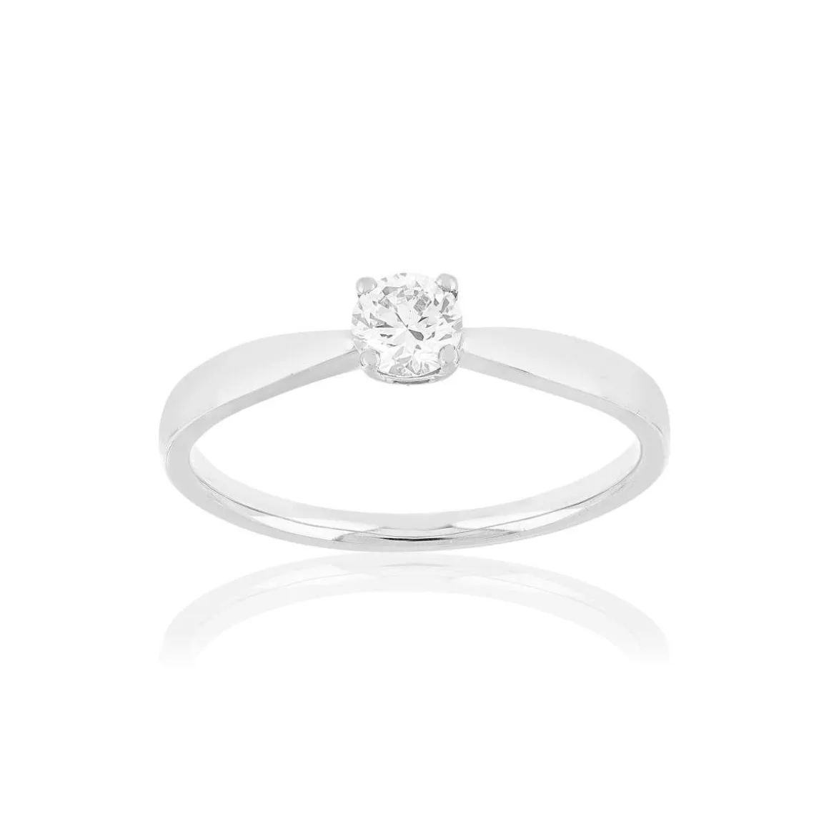Solitaire or blanc 750 diamant synthétique 0.29 carat