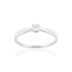 Solitaire or blanc 750 diamant synthétique 0.18 carat