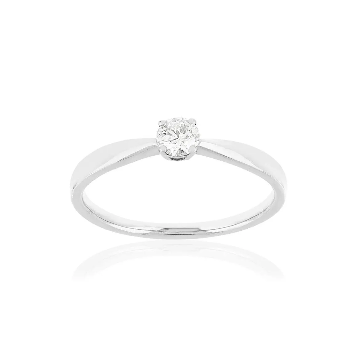 Solitaire or blanc 750 diamant synthétique 0.18 carat