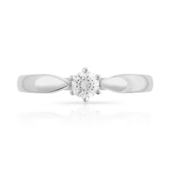 Solitaire or 750 blanc diamant synthétique 0,25 carat