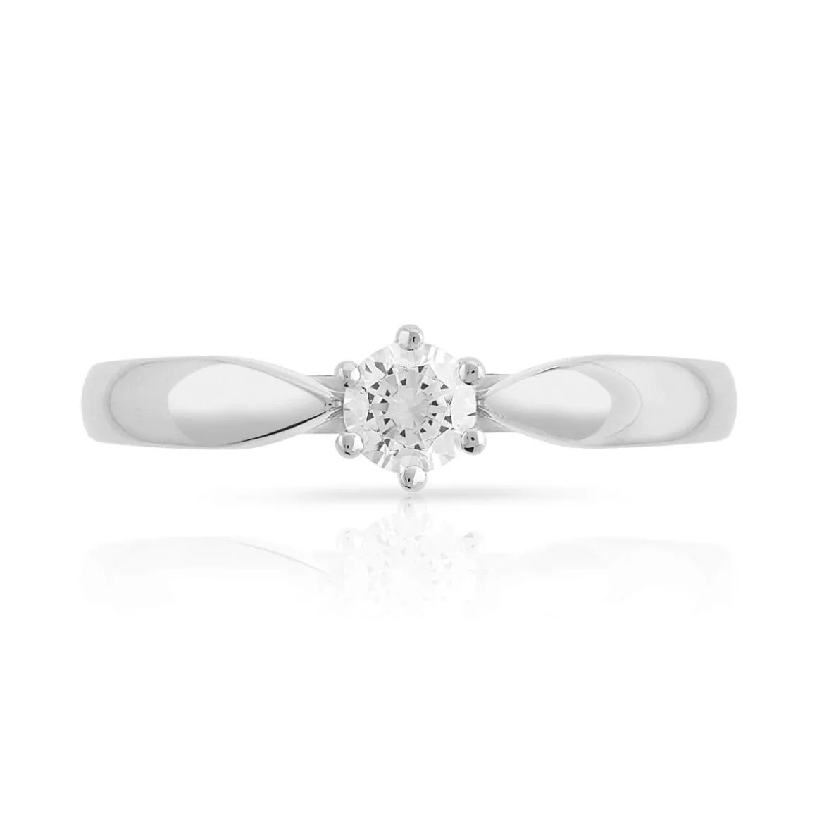 Solitaire or 750 blanc diamant synthétique 0,25 carat