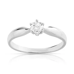 Solitaire or 750 blanc diamant synthétique 0,25 carat
