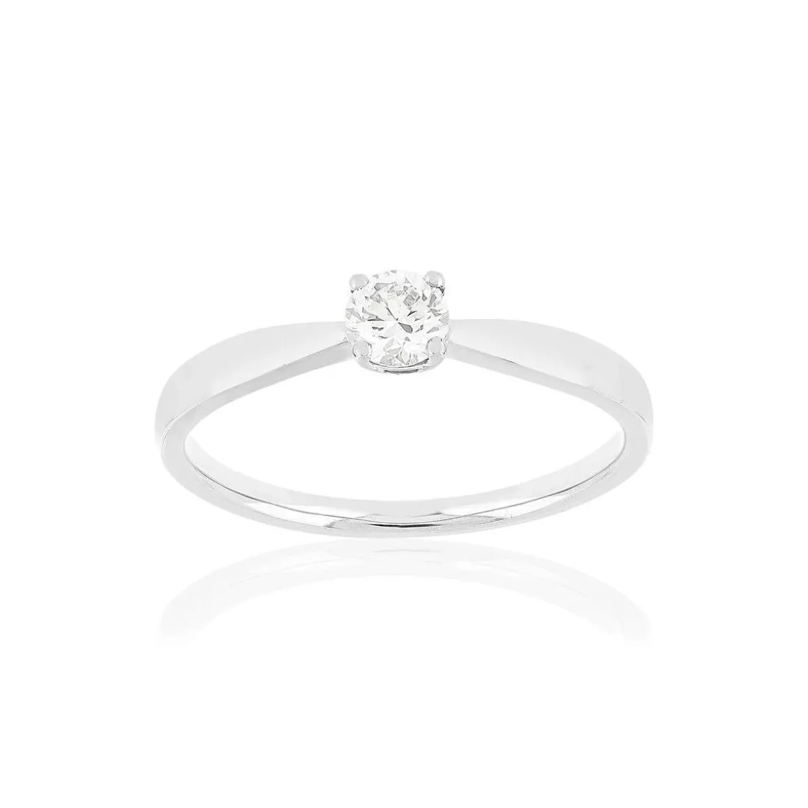 Solitaire or blanc 750 diamant synthétique 0.23 carat