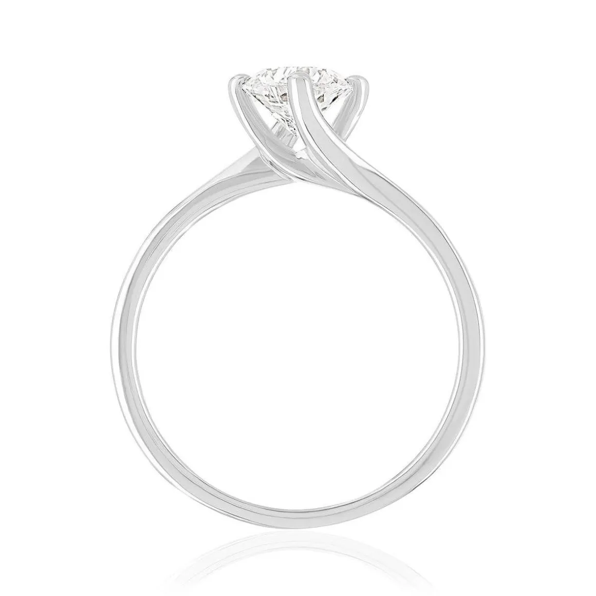 Solitaire or 750 blanc diamant synthétique 0,8 carat