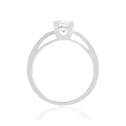 Solitaire or 750 blanc diamant synthétique 0,7 carat