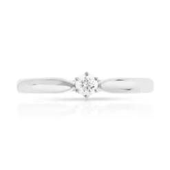 Solitaire or blanc 750 diamant synthétique 0,1 carat