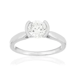 Solitaire or 750 blanc diamant synthétique 1 carat