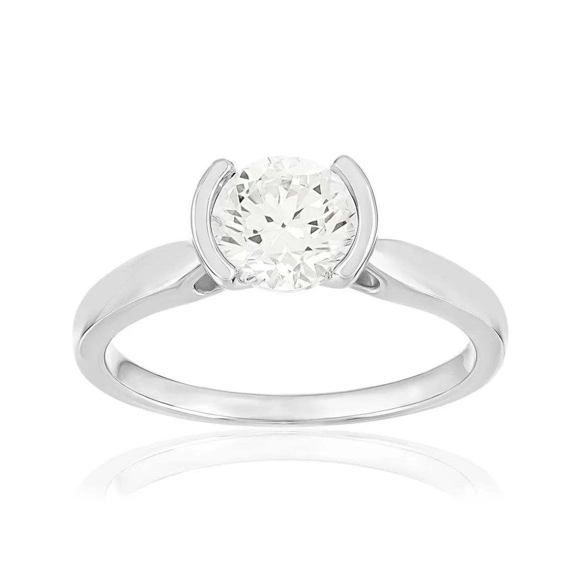 Solitaire or 750 blanc diamant synthétique 1 carat