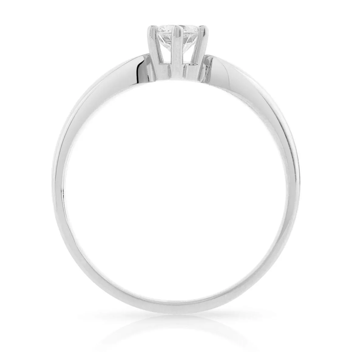 Solitaire or 750 blanc diamant synthétique 0,3 carat