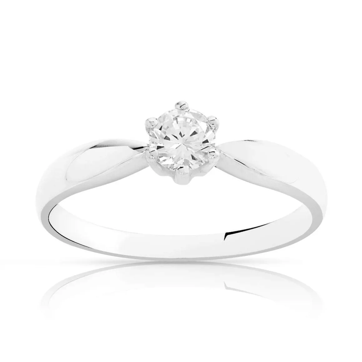 Solitaire or 750 blanc diamant synthétique 0,3 carat