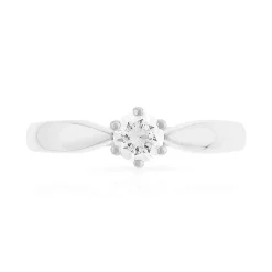Solitaire or 750 blanc diamant synthétique 0,3 carat