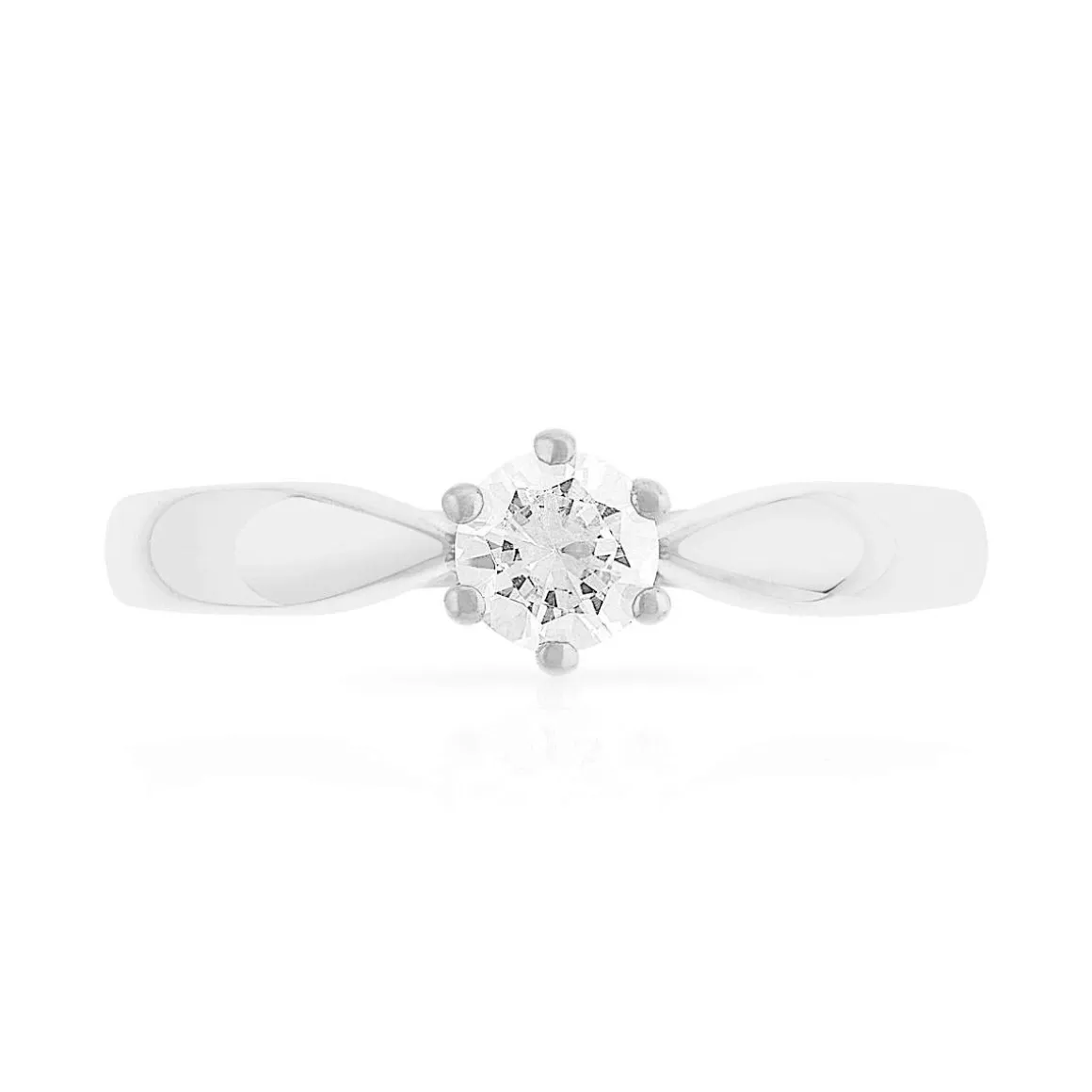 Solitaire or 750 blanc diamant synthétique 0,3 carat