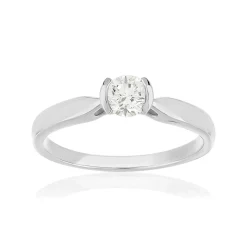 Solitaire or 750 blanc diamant synthétique 0.3 carat