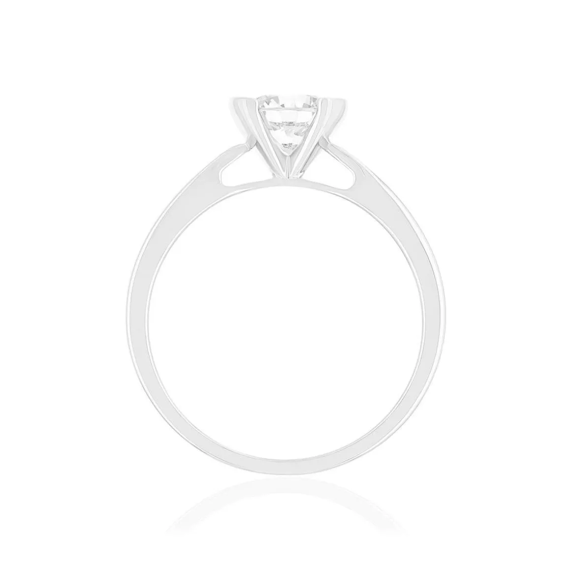 Solitaire or 750 blanc diamant synthétique 0.8 carat