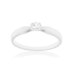 Solitaire or 750 blanc diamant synthétique 0.1 carat