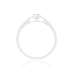 Solitaire or 750 blanc diamant synthétique 0.1 carat