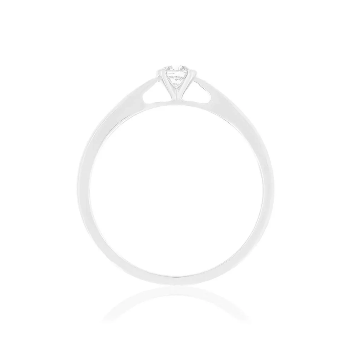 Solitaire or 750 blanc diamant synthétique 0.1 carat