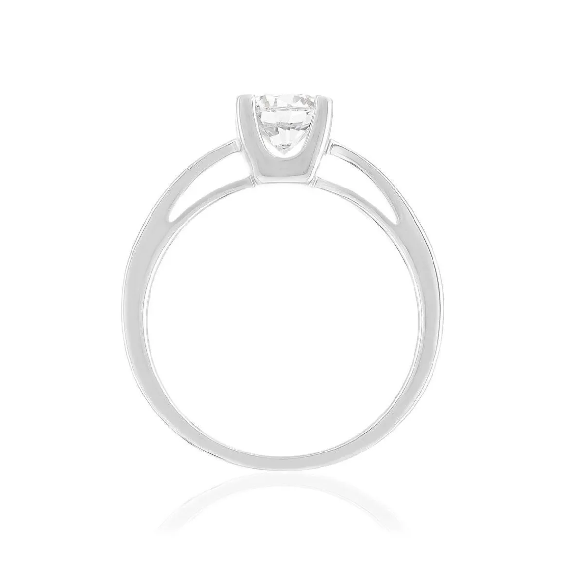 Solitaire or 750 blanc diamant synthétique 0,8 carat